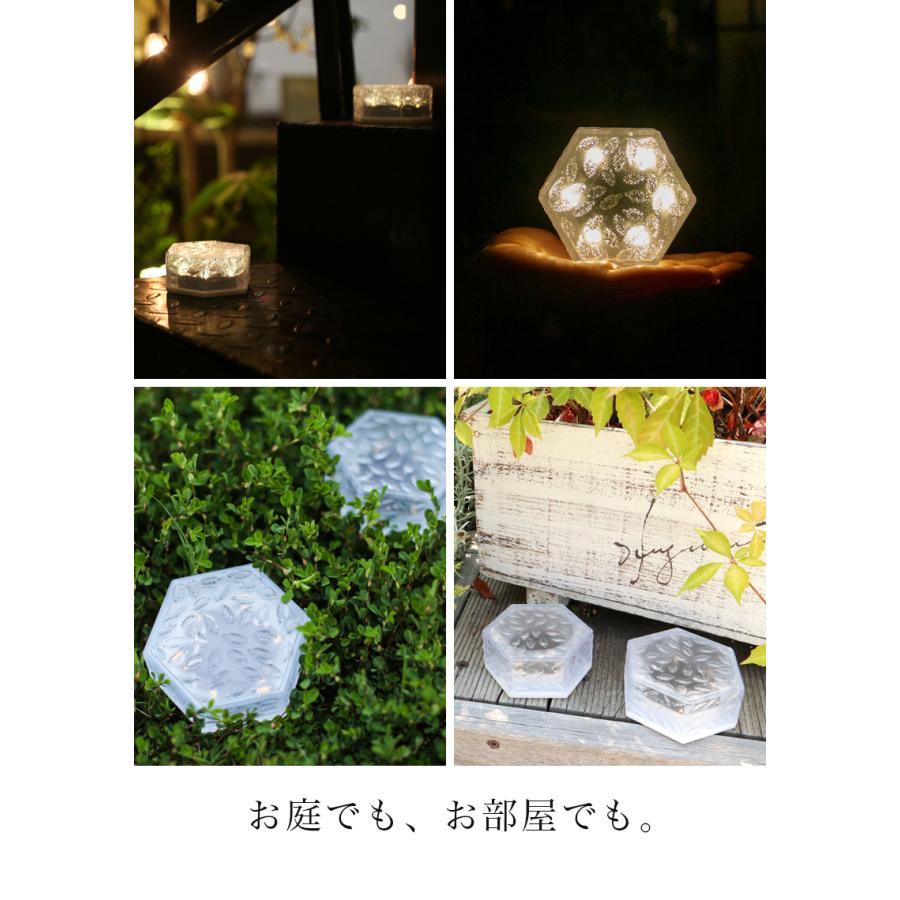 ガーデンライト ソーラーライト 六角形 4個セット 屋外 置き型 ソーラー 充電式 エコ  明るい 防滴 太陽光 LED 自動点灯 電球色 照明「takumu」｜hommalab｜16