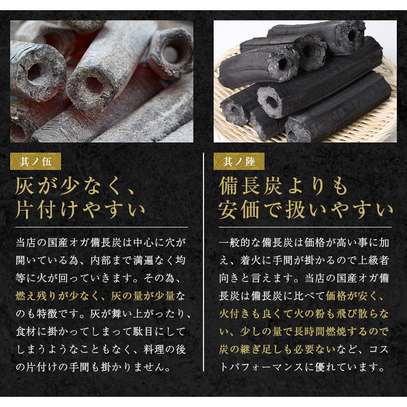 オガ炭 国産 30kg (10kg×3箱) 炭職人 オガ備長炭 長時間燃焼 高火力 白炭 オガ 備長炭 高品質 焼き鳥 焼肉 キャンプ ソロ バーベキュー BBQ 飲食店 「yama」｜hommalab｜12