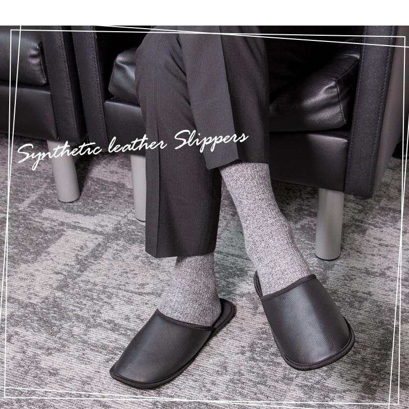 携帯 スリッパ 薄型 メンズ レディース 黒 フラットタイプ 上履き 合皮 レザー ファブリック 生地 ルームシューズ ポーチ 洗える 衝撃吸収 室内履き「meru」 | Smatabi | 14