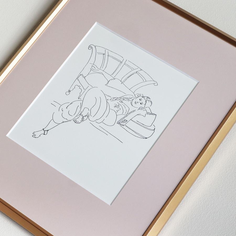 アンリ・マティス(Henri Matisse)、【片足ひざを立て坐るオダリスク】 アンリ・マティス 「ムーア風の椅子に横たわるオダリスク。ペン画