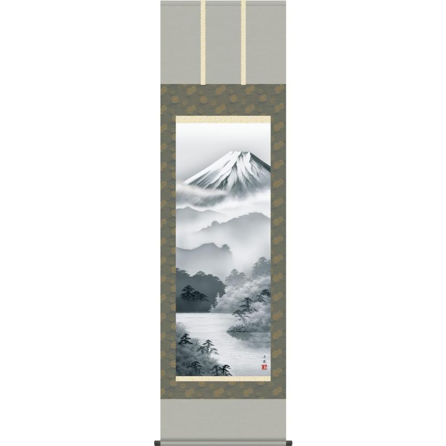 掛け軸 富士山水画 掛軸-富士閑寂/熊谷千風(尺五)床の間 和室 お洒落 モダン 高級 表装 日本製 インテリア 新築 飾り