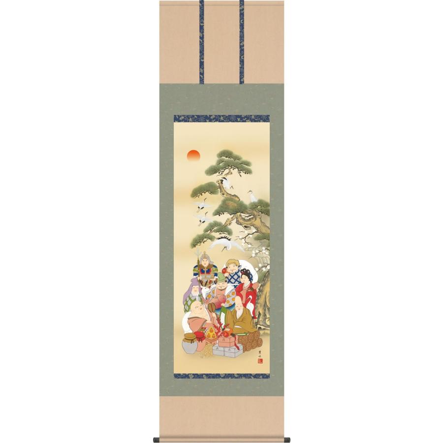 掛け軸 七福神掛軸-七福神/緒方葉水(尺五)床の間 和室 おめでたい 縁起