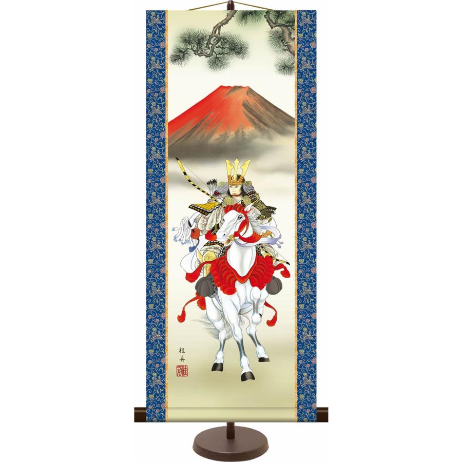 和風モダンミニ掛け軸 端午の節句画 大成武者 長江桂舟 飾りスタンド付き 部屋置き[送料無料]