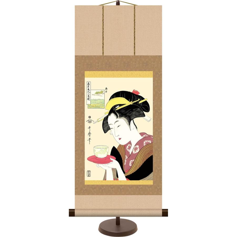 和風モダン浮世絵ミニ掛け軸 難波屋おきた 喜多川歌麿 飾りスタンド付き 部屋置き[送料無料]