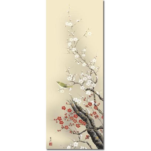 掛軸 掛け軸-四季花鳥(春)/清水玄澄 花鳥掛軸送料無料(尺五)春用掛け軸