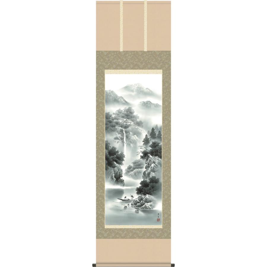 掛け軸 掛軸-蒼景色明/北山 歩生[尺五 桐箱 正絹 和室 床の間 景色画 かけじく 今めかしい 室内装飾 安あがり 差し上げ物 差し上げ物 日常 年がら年百 飾る]幅54.5×高さ190珊 daily-1 掛け軸-楽器、手芸、コレクション