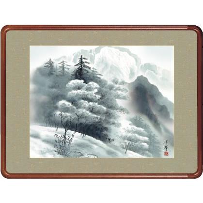 中華のおせち贈り物 隅丸和額 水墨山水 加藤 洋峯 欄間やなげしに山水画隅丸和額をどうぞ 絵画