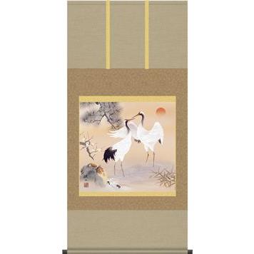 掛軸 掛け軸-松竹梅鶴亀 /伊藤渓山おめでたい掛軸送料無料(尺八横)祝賀用巾広掛軸  床の間 和室 飾る 正月 オシャレ モダン 吊るす 表装