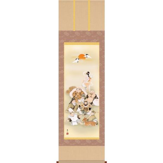 掛軸 掛け軸-七福神/榎本東山 おめでたい掛軸送料無料(尺五)祝賀用掛軸