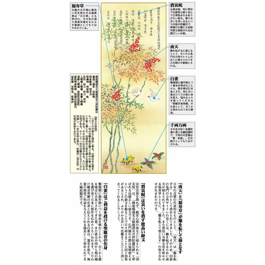 掛軸 掛け軸 消災南天福寿 近藤玄洋 送料無料掛け軸 尺五 桐箱 開運掛軸 床の間 和室 おしゃれ モダン ギフト 縁起 飾り幅54 5 高さ190cm D5 055 掛け軸のほなこてyahoo 店 通販 Yahoo ショッピング
