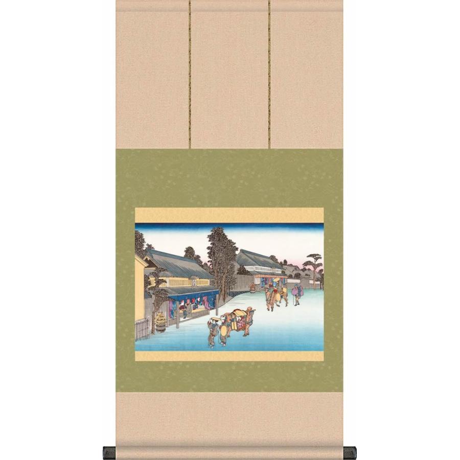 掛け軸-鳴海 名物有松絞(東海道五十三次)/歌川 広重[飾りスタンド付き]おしゃれ 日常掛け お洒落 モダン お土産 ギフト 浮世絵 つるす