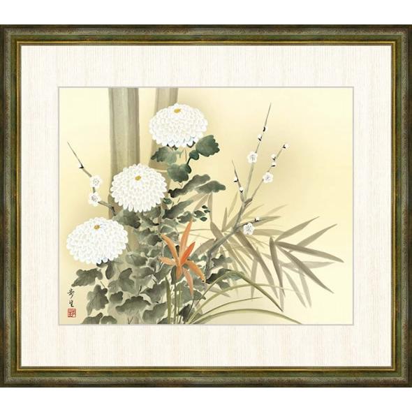 正規品 F8 花鳥画年中飾り 大 額 四君子 北山歩生 和の風情 モダン インテリア 安らぎ 潤い 壁掛け 階段飾り 送料無料 超人気の Kuljic Com