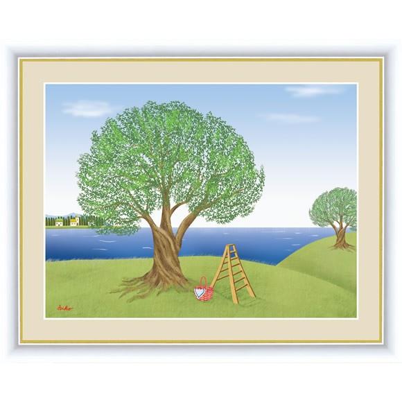 【F6】大きな木の風景絵額 オリーブの木 アート インテリア 安らぎ 潤い 壁掛け [送料無料]｜honakote