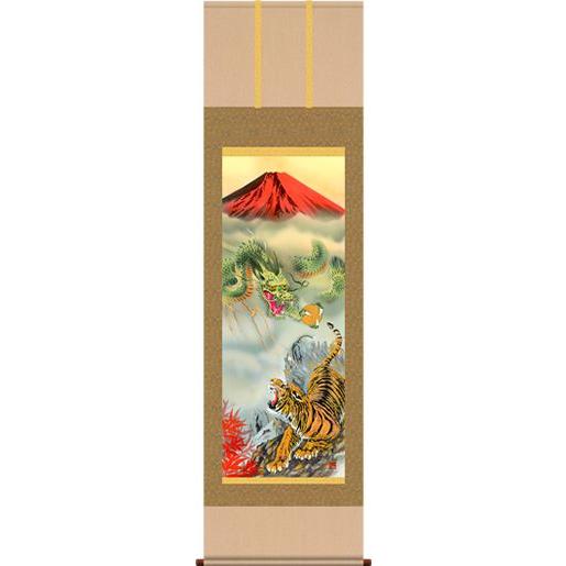 掛軸 掛け軸-龍虎雷轟厄除図/江藤草淳 貨物輸送無料掛け軸(尺三)詰まらない掛軸 アパルトマン 床の間 和室 飾りつけ 日常掛け 御洒落 今めかしい 表徴 表装幅44.5×高さ164珊 掛け軸-楽器、手芸、コレクション
