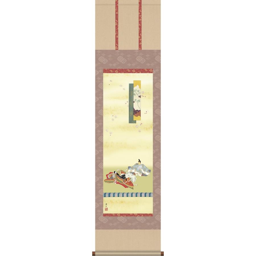 掛軸 掛け軸-歌仙雛/伊藤渓山 送料無料掛け軸(尺三 化粧箱 本表装)和室 床の間 節句画 桃 雛祭り お雛様 女の子 モダン オシャレ 壁掛け 安い 贈物