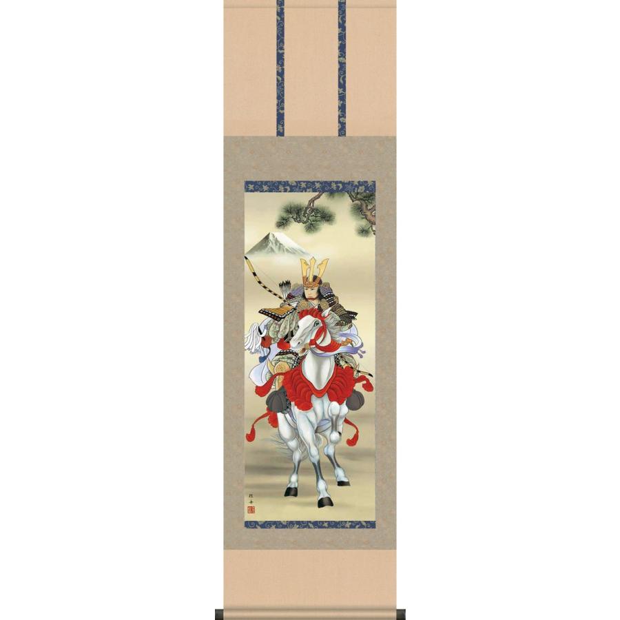 掛け軸-白馬武者/長江 桂舟[尺三 化粧箱 風鎮 和室 床の間 節句画 端午 五月 こどもの日 男の子 モダン オシャレ 壁掛け 安い 贈物 ギフト 飾り]