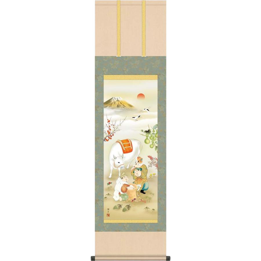 人気満点 干支掛け軸 来福六瓢白牛図 鵜飼 雄平 尺三 小さめ 丑年 表装 床の間 おしゃれ モダン 送料無料 早い者勝ち Athchat Adaptivetelehealth Com