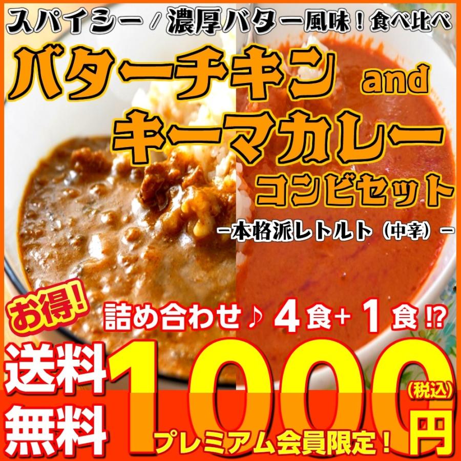 カレー キーマ＆バターチキン　レトルト　会員価格1000円　ガラムマサラ　濃厚バター　4食＋1食セット　お取り寄せ　メール便商品　お試しグルメギフト | ブランド登録なし