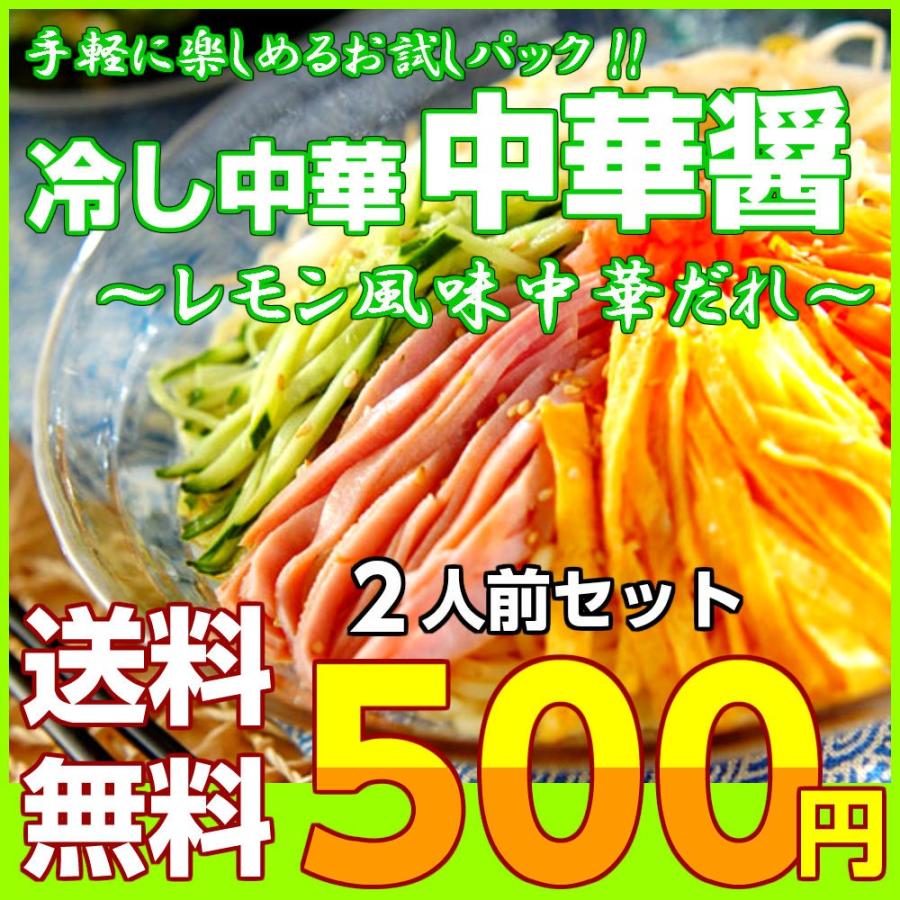 ポイント消化　冷やし中華　500円　中華醤だれ　2人前セット　お取り寄せ　レモン風味　冷しゃぶ風　冷し中華　冷麺　メール便商品　お試しグルメギフト（Yahoo!・本場九州ラーメン専門店）