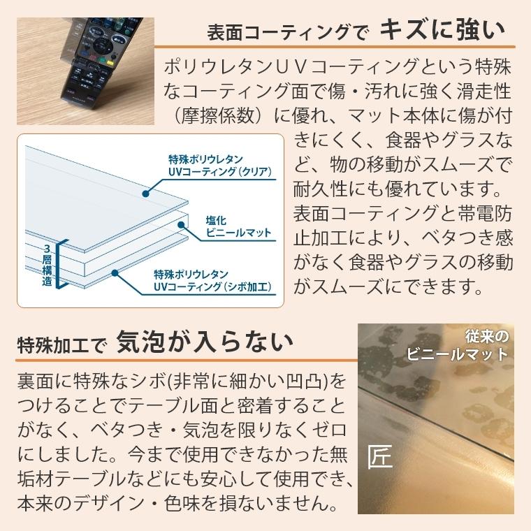 高級透明テーブルマット テーブルクロス デスクマット テーブルマット匠 たくみ 角型 3mm厚 200×90cmまで アルコールOK｜honda-2｜05