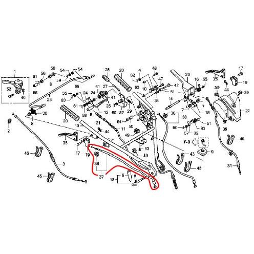 ホンダ（HONDA） 耕運機 サイドクラッチワイヤー54720-V34-000 対応