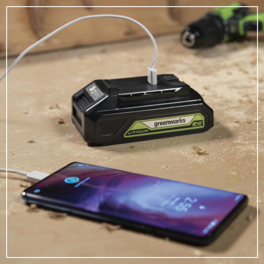 Greenworks グリーンワークス 24V リチウムイオンバッテリー 2.0Ah USB