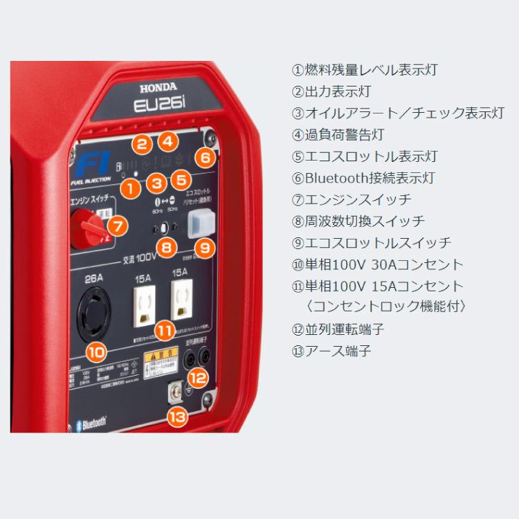 ホンダ FI インバーター 発電機 EU26IJ 送料無料 家庭用 防災 アプリ対応｜honda-walk｜09