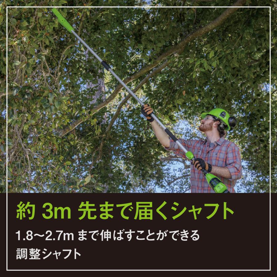 Greenworks グリーンワークス 24V コードレスポールソー 200mmバー