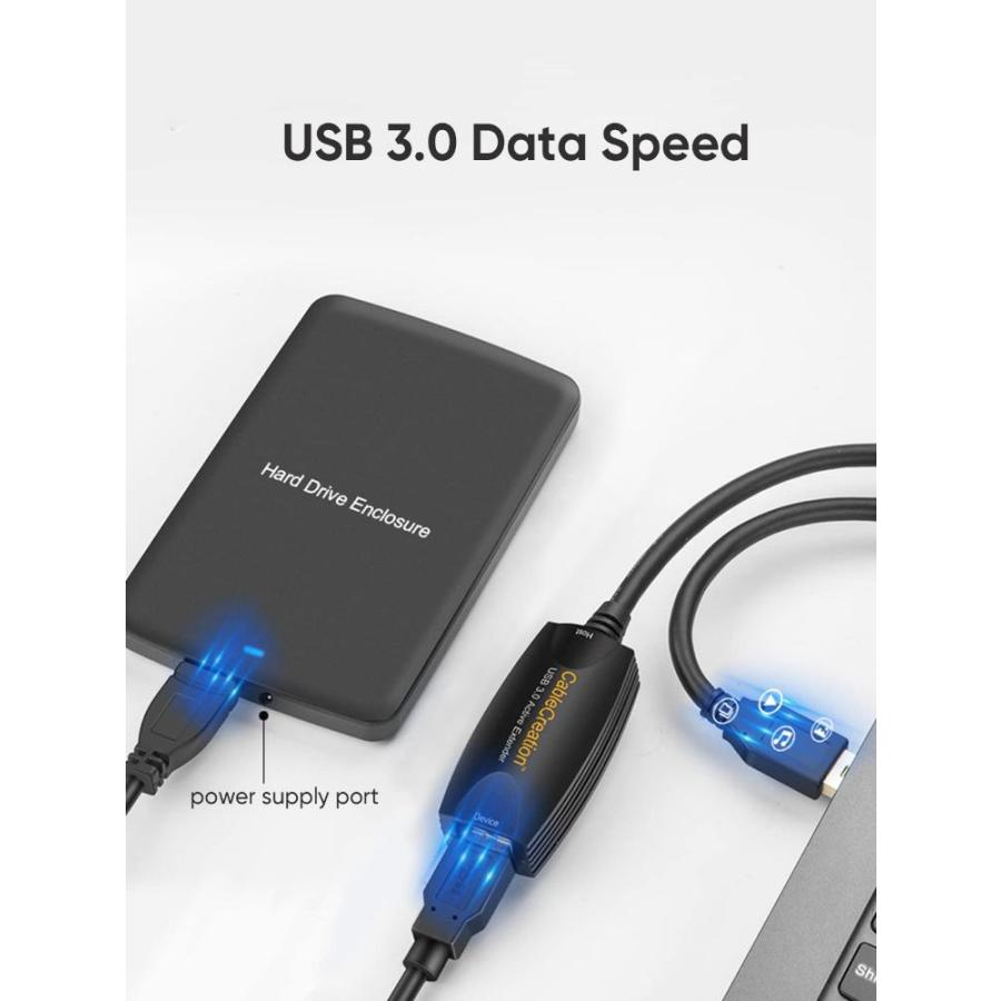 在庫一掃 USB 3.0延長ケーブル，CableCreation（ロング5M） USB 3.0拡張ケーブル スーパースピード NXPチップセット内蔵 USB 3