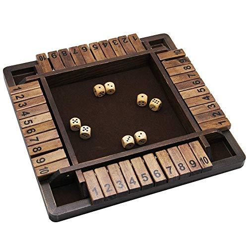 【ふるさと割】 木製4人プレーヤーシャットザボックスダイスゲーム Juegoal クラシック卓上バージョン 12インチ パブボードゲーム 電子玩具