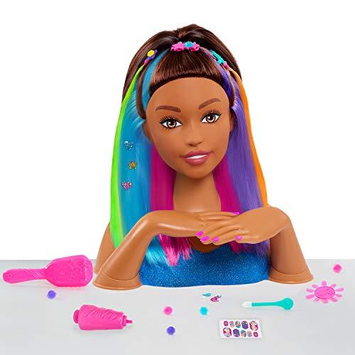 本物の  Play Just Barbie Ch Color with Head Styling Piece 27 Deluxe Sparkle Rainbow 電子玩具