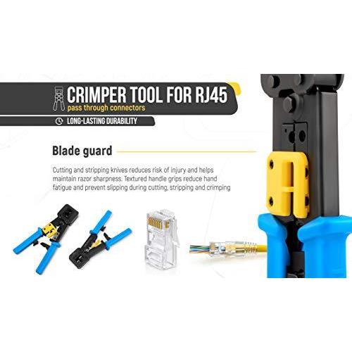 大阪 EMS RJ45 Crimping Tool Set， With 50 Cat6 Pass Through Connectors & 50 Clear