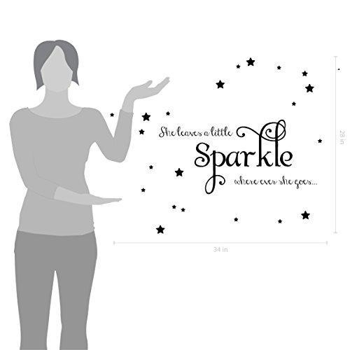 公式の限定商品 She Leaves a Little Sparkle ガールズルーム用ステッカー ビニールウォールデカールステッカー 印象的な言葉と星 M 2029