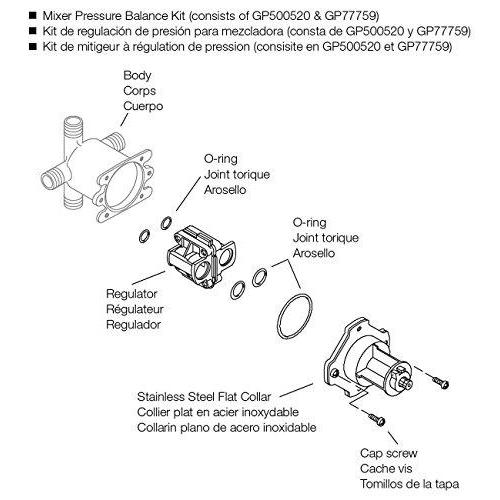 専門 KOHLER 純正パーツ GP76851 ミキサー&PBUキット 2.6 x 3.9 x 6.3インチ