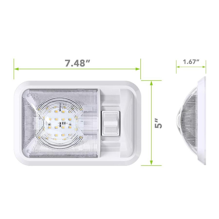 【高額売筋】 Leisure LED 5個パック 12V LED RV 天井ドームライト RV インテリア照明 スイッチ付き シングルドーム 300LM ナチュラル