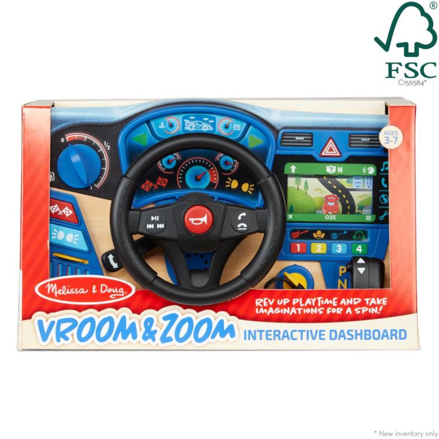 限定カラー Melissa & Doug Vroom & Zoom Interactive Wooden Dashboard Steering Wheel Pre