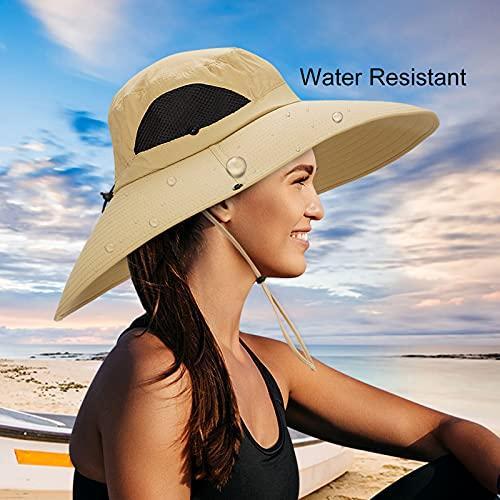 【スーパーセール】 Leotruny Women Super Wide Brim Sun Hat UPF50+ Waterproof Straw Hat for Fish