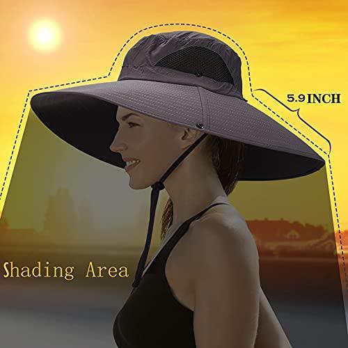 【スーパーセール】 Leotruny Women Super Wide Brim Sun Hat UPF50+ Waterproof Straw Hat for Fish