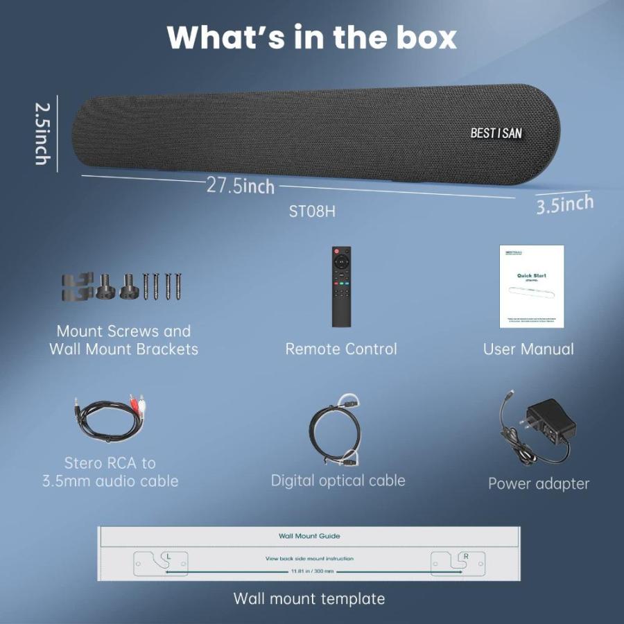 日用品の通販なら Sound Bar， BESTISAN 80 Watts Sound Bars for TV Home Theater Speaker with HD
