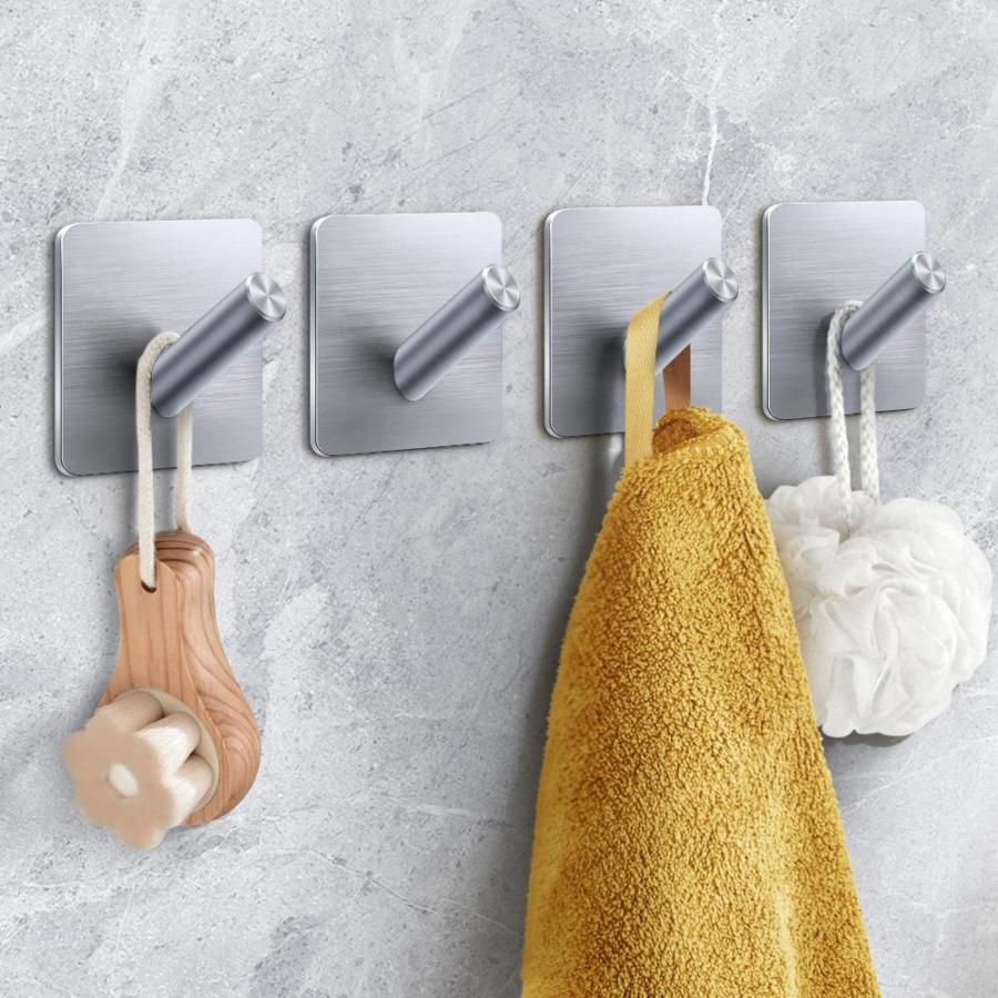 xdgeLoad Heavy Duty Adhesive Hooks, Bath Towel Hooks 4 Pack, Adhesive