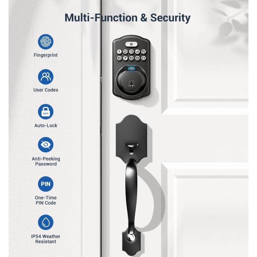 アウトレット買蔵 Veise Fingerprint Door Lock， Keyless Entry Door Lock， Electronic Keypad Dea
