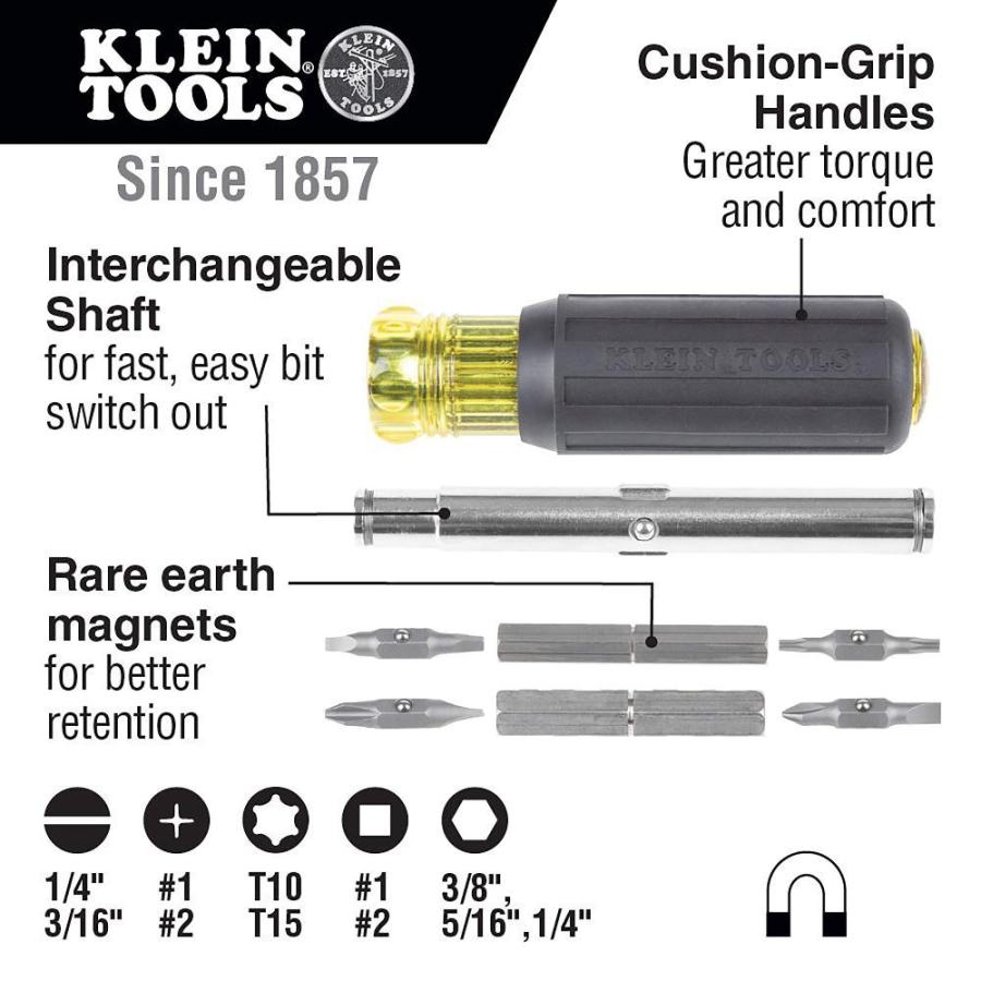 売り出し正本 Klein Tools 32500MAG Magnetic MultiーBit Screwdriver / Nut Driver， 11ーinー1 M