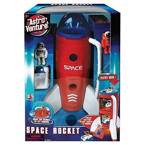 インショップ ASTRO VENTURE 宇宙船ロケットおもちゃセット 宇宙飛行士とローバービークル2台付き ー ライトとサウンド キャリーハンドル 遊びと宇宙探検