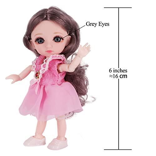 Beem Jun 6 Inch Mini Girl Bjd Dolls 16 cm Ball Joints Doll with Accessories  Small