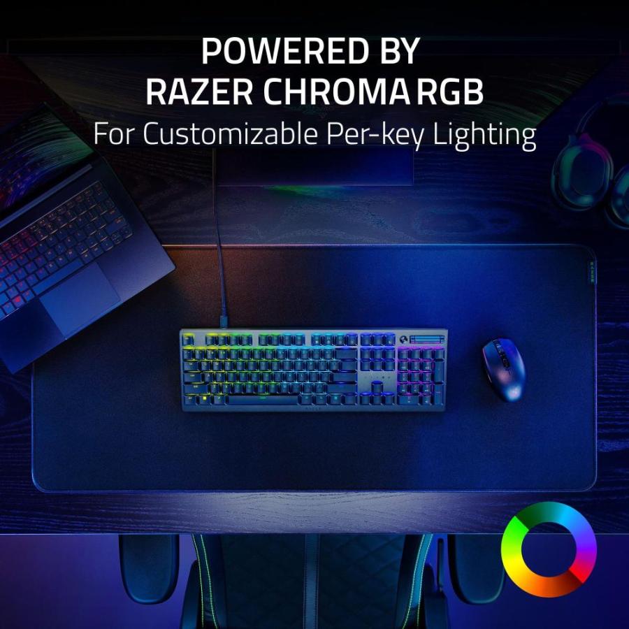 お買得品送料無料 Razer DeathStalker V2 ゲーミングキーボード:薄型光学スイッチ ー クリッキーパープル ー 超耐久性コーティングキーキャップ ー