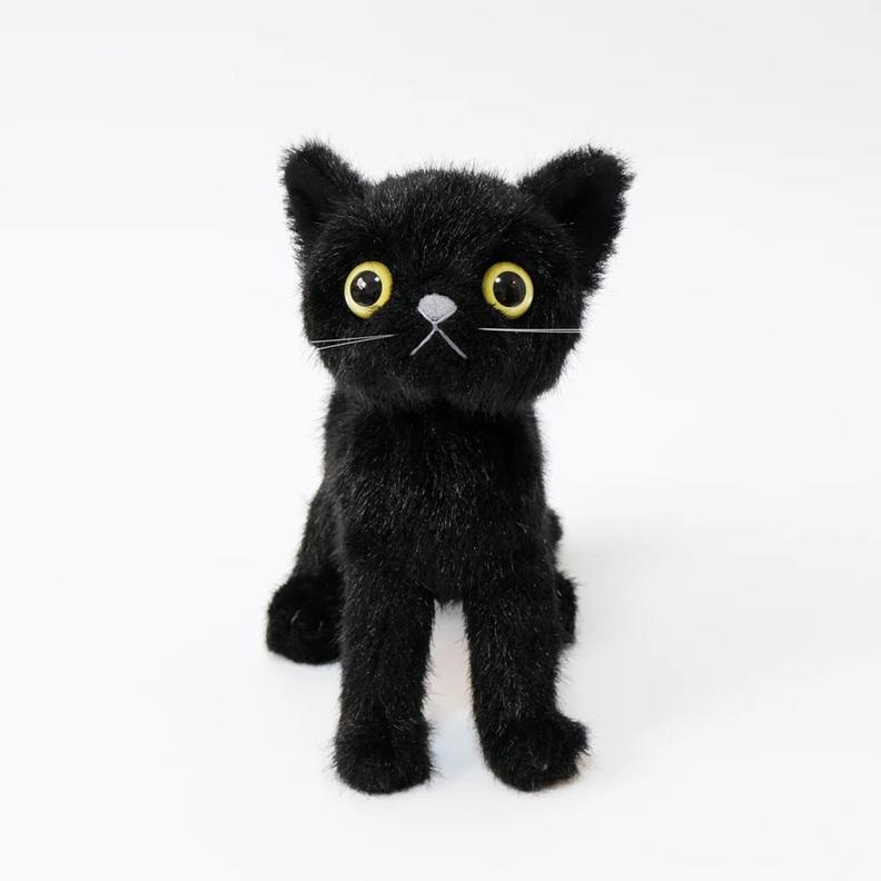 猫　ぬいぐるみ 猫ぬいぐるみ きらきらオッドアイ黒子猫のお座りぬいぐるみ 黒|猫