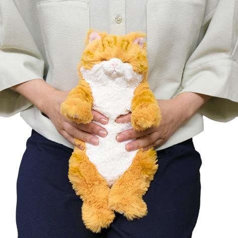 ひざねこ すやすや S チャシロ 小さいサイズ 猫 ぬいぐるみ ネコ