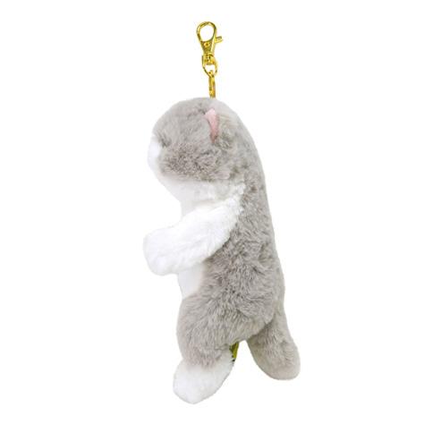 ひざねこ すやすや キーチェーン GY グレー 猫 ぬいぐるみ マスコット