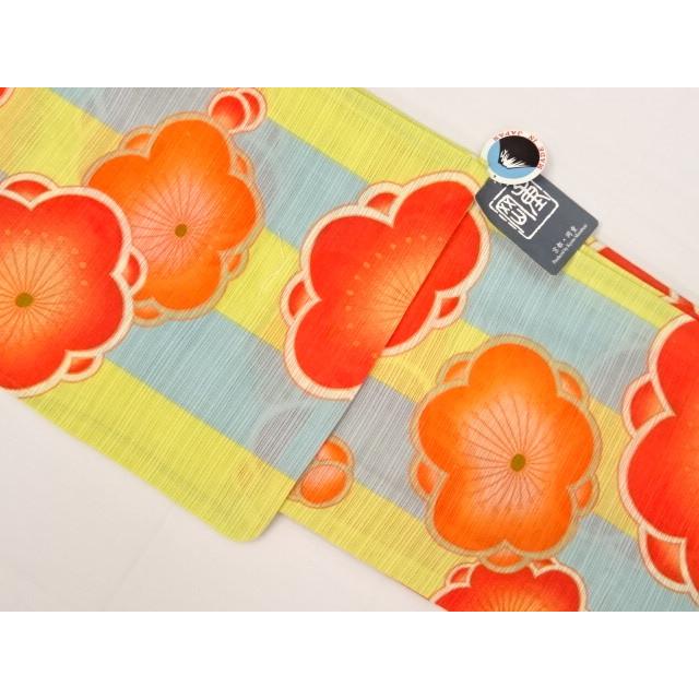 浴衣 ゆかた レディース プレタ 女性用 No.196 レトロ イエロー ブルー 