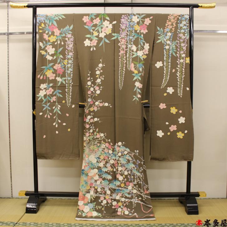 振袖 本加賀友禅 落款 仮絵羽 未仕立て 昭和後期 秘蔵品 蔵出し品 経年